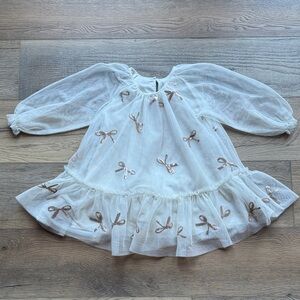 Cat & Jack White Sheer Bow-Embroidered Dress